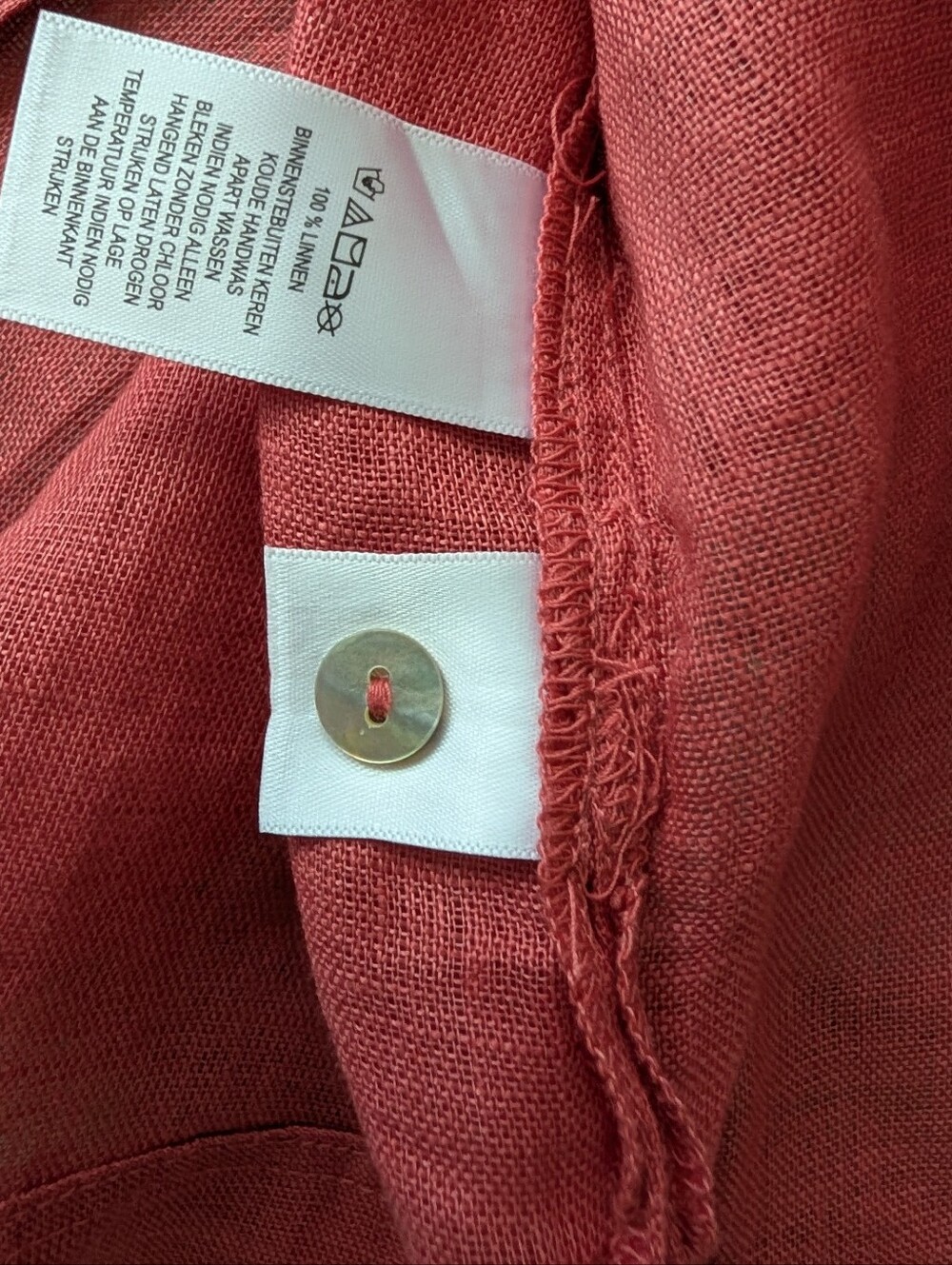 C & C California 100% Linen Rust Cap Sleeve Blouse Size M - Picture 15 of 16